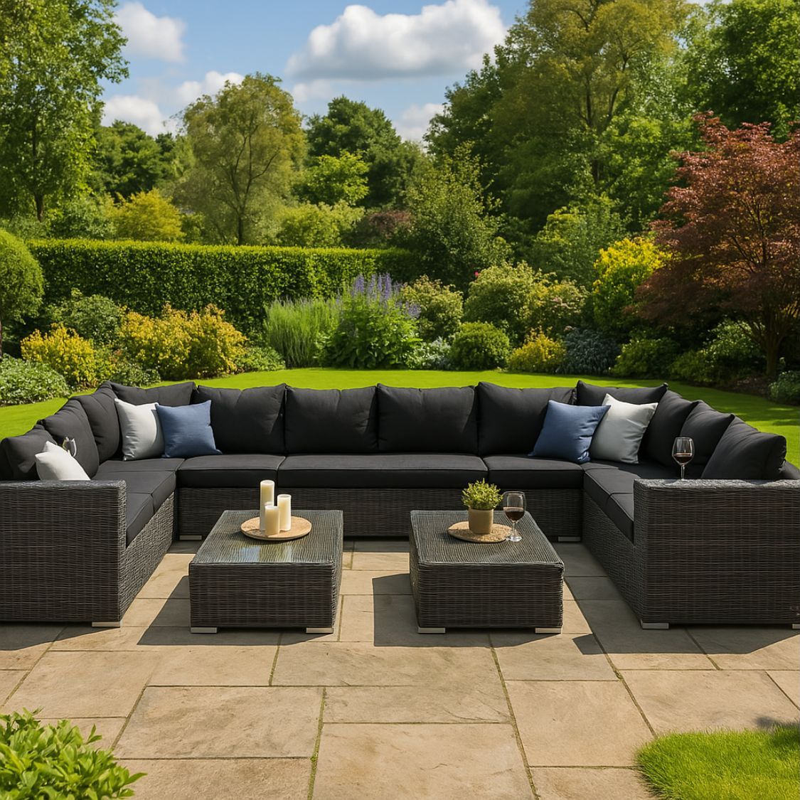 Verona Large Grey U Shaped Sofa Set