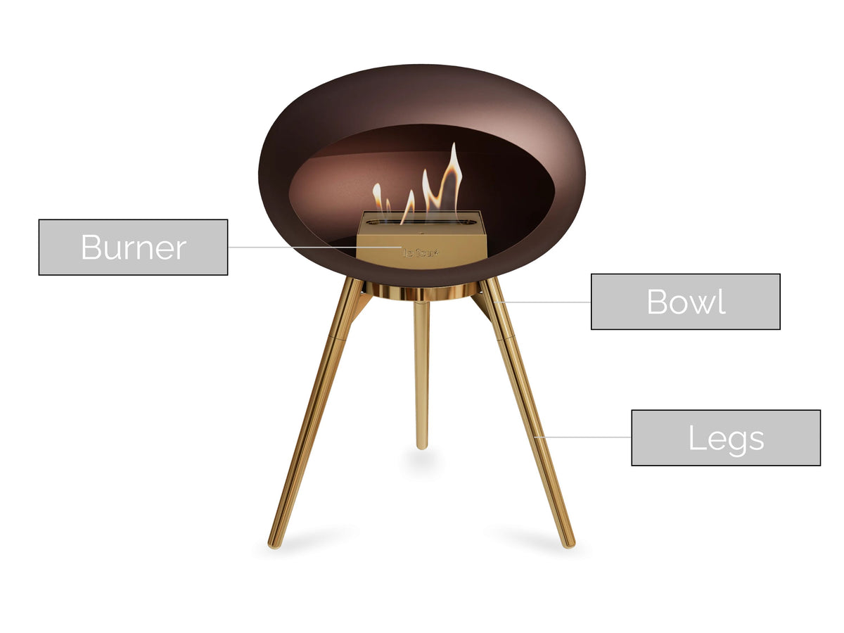 Mocca Ground Wood Low Fire Pit (Rose Gold Base)