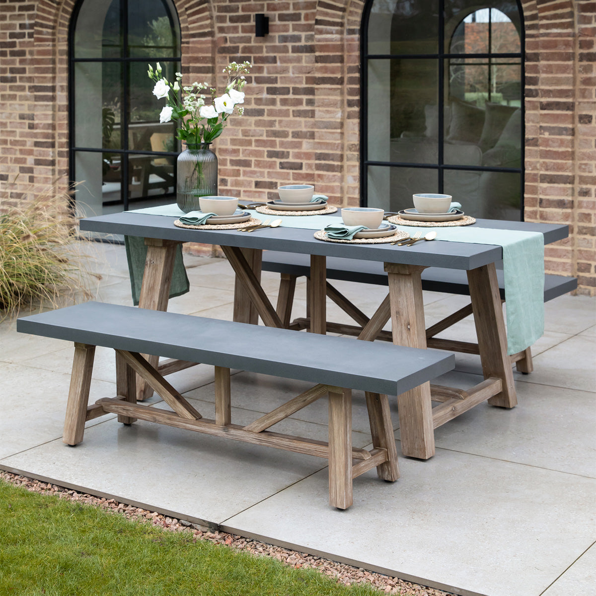 *PRE ORDER* Chilford Table & Bench Set Small Grey