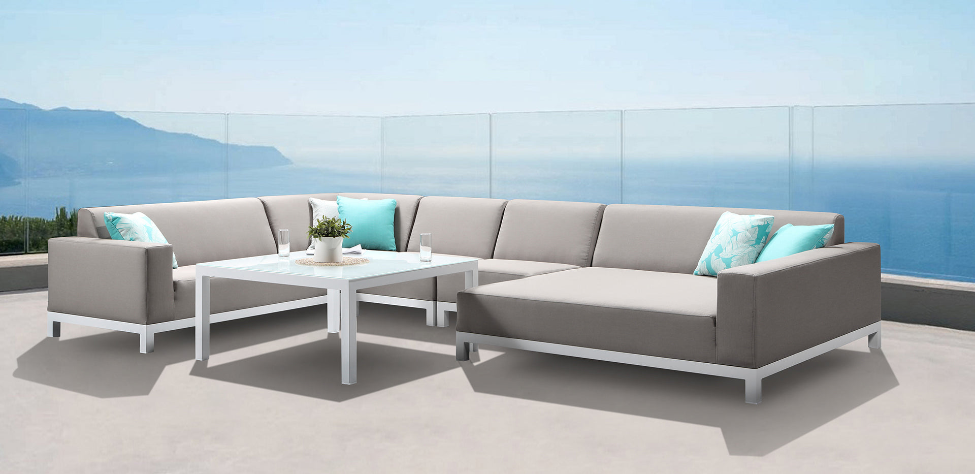 Minimo Sunbrella Fabric Garden Corner Sofa Set - Alexander Francis Minimo Sunbrella Fabric Garden Corner Sofa Set