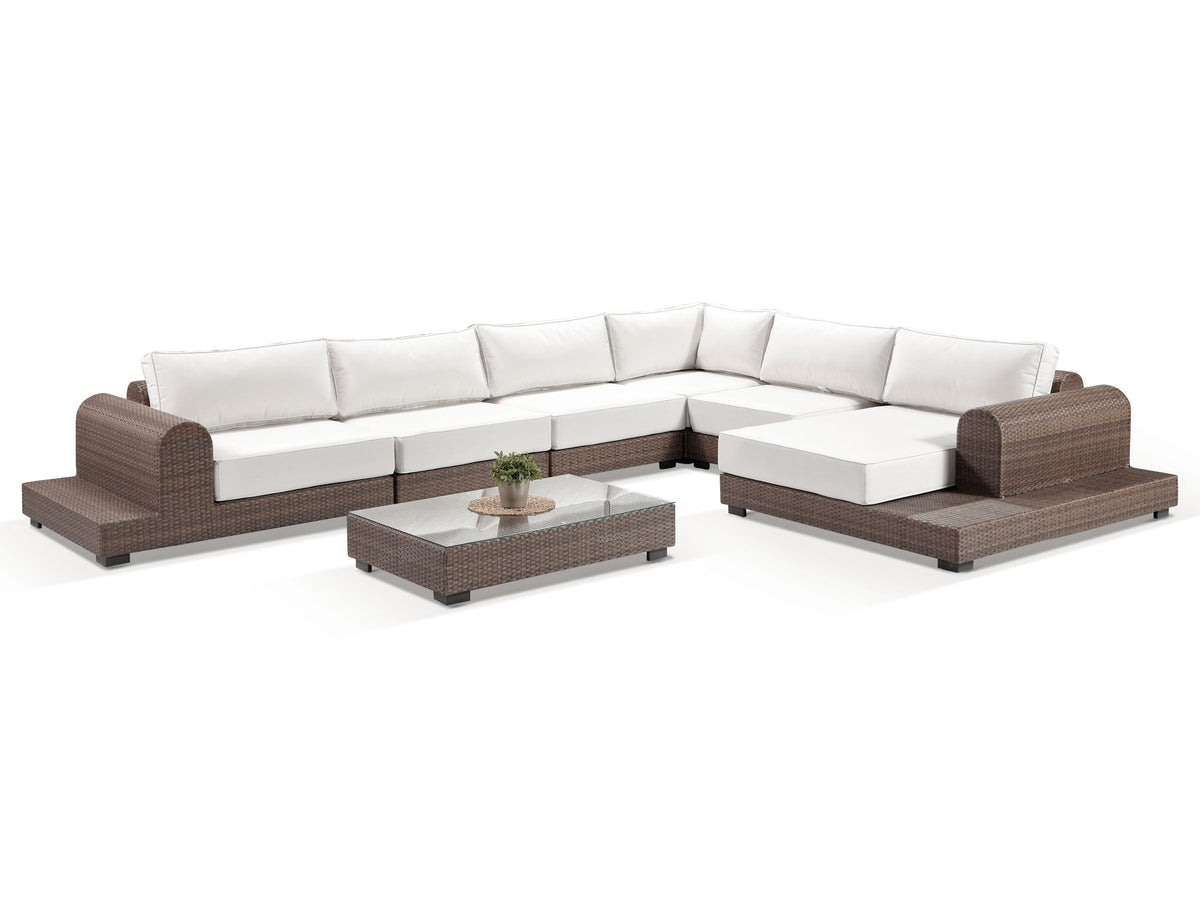 Alexander Francis Garden Furniture Milano Large Sunbrella Rattan Garden Corner Sofa