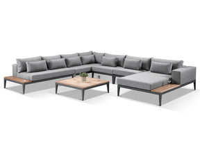 Alexander Francis Garden Furniture Moderno Sunbrella Grey Fabric Outdoor Corner Sofa Set