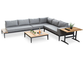 Alexander Francis Garden Furniture Moderno Sunbrella Grey Fabric Outdoor Sofa Set