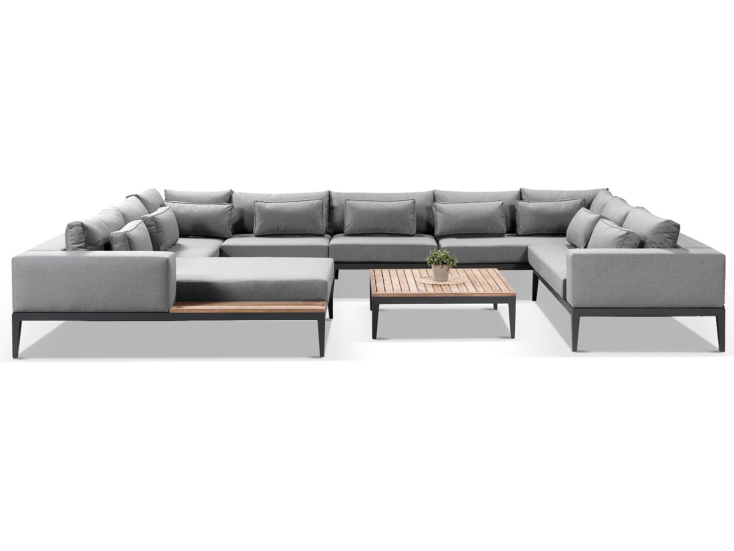 Alexander Francis Garden Furniture Moderno Sunbrella Grey Fabric Outdoor U Sofa Set