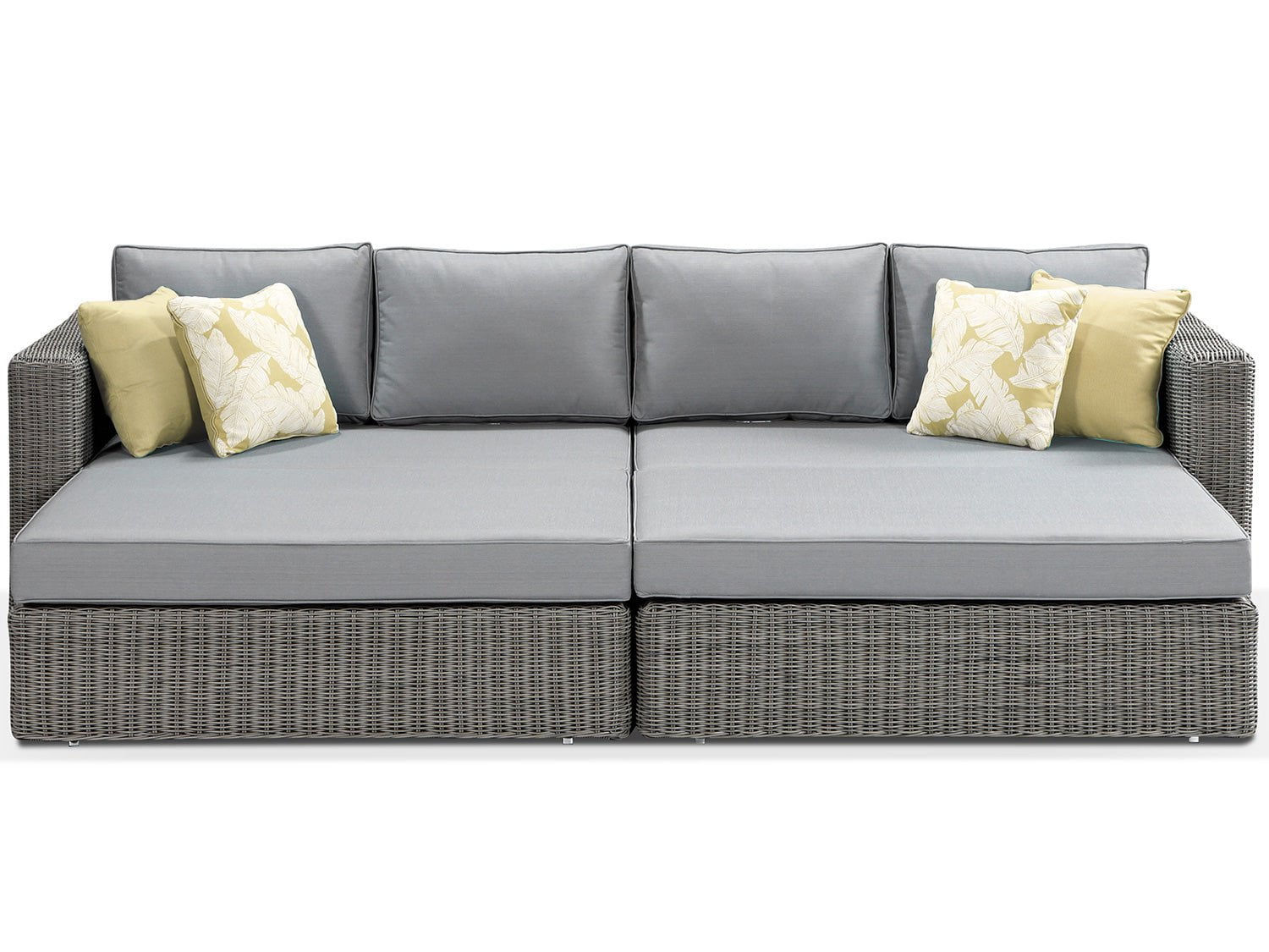 Alexander Francis Garden Furniture Tosca Large Grey Rattan Modular Daybed Grey Cushions