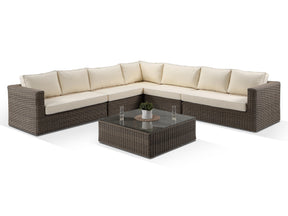 Alexander Francis Garden Furniture Tosca Natural Brown Large Rattan Modular Corner Sofa