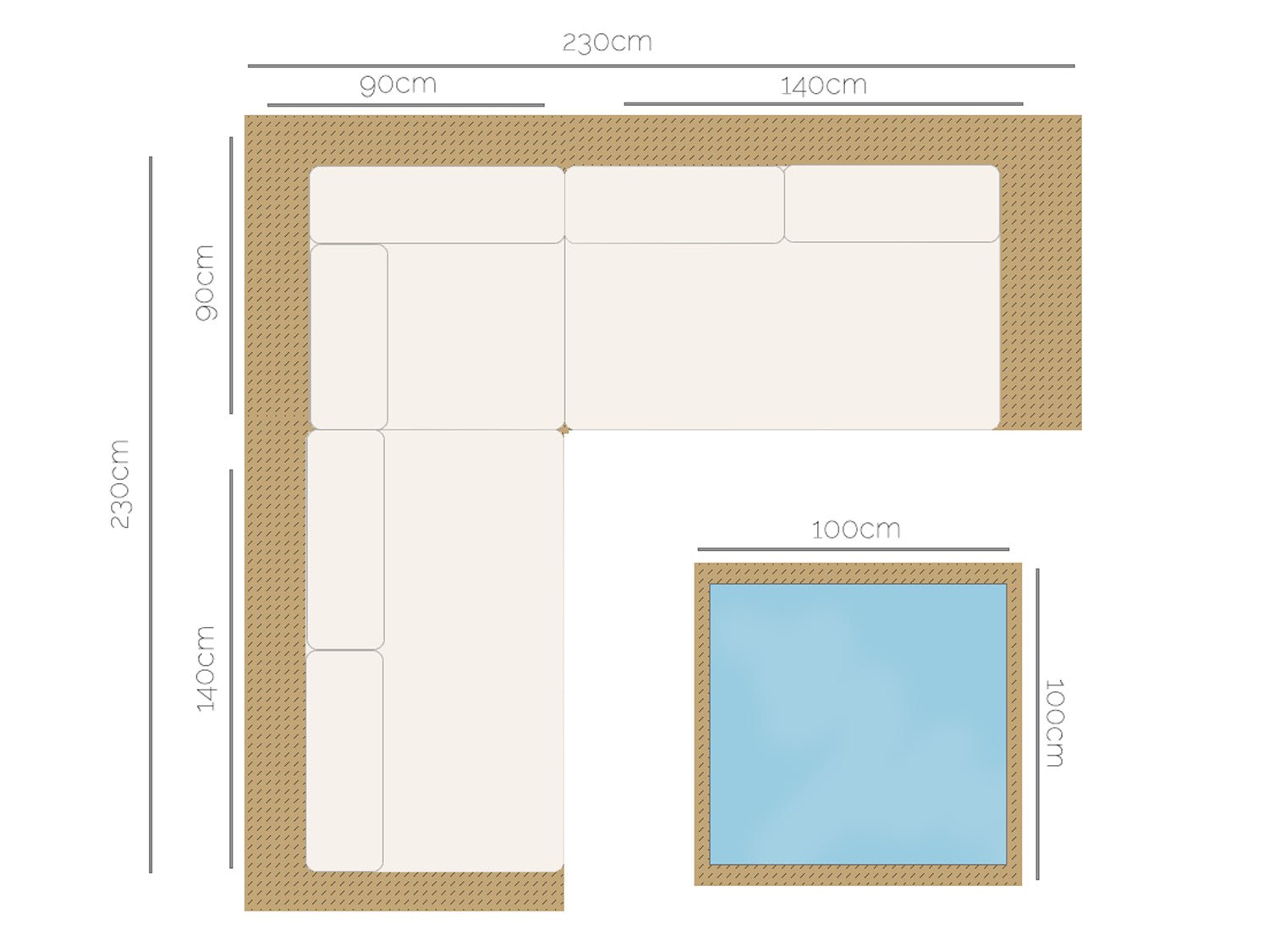 Alexander Francis Garden Furniture Tosca Natural Brown Modular Corner Sofa Set with Cream Cushions