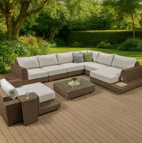 Milano Large Sunbrella Rattan Garden Corner Sofa Set