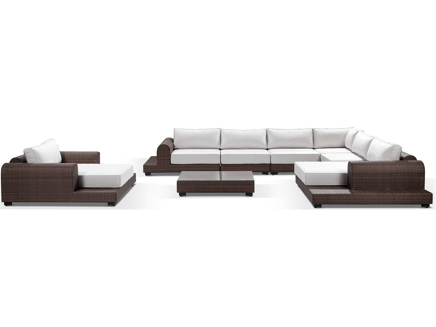 Milano Large Sunbrella Rattan Garden Corner Sofa Set