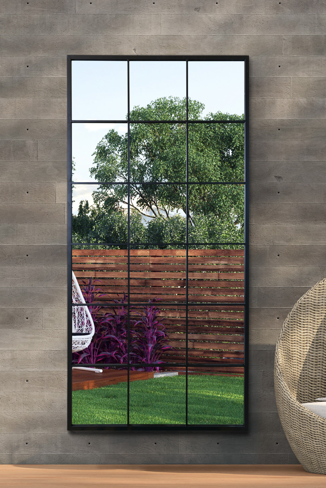 Modern Outdoor Vertical Mirror (Black Frame)