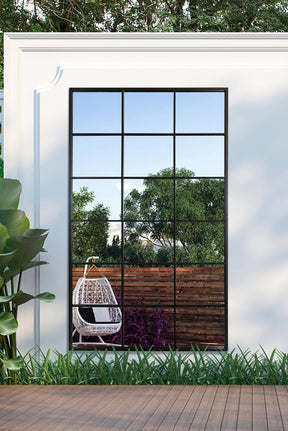 Modern Large Outdoor Garden Mirror (Black Frame)