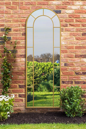 Arched Leaner Slim Garden Mirror (Gold Frame)