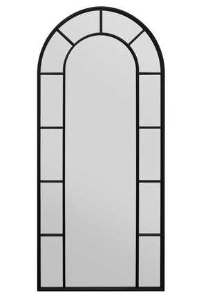 Arched Leaner Wide Garden Mirror (Black Frame)