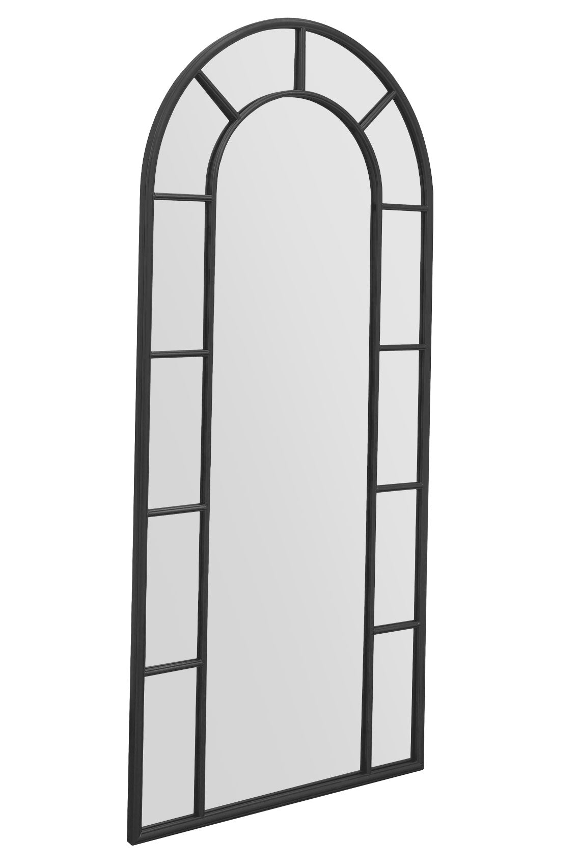 Arched Leaner Wide Garden Mirror (Black Frame)