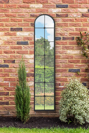 Arched Leaner Regular Garden Mirror (Black Frame)