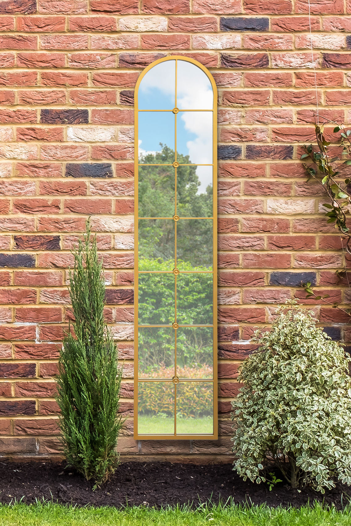 Arched Leaner Regular Garden Mirror (Gold Frame)