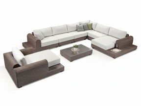 Milano Large Sunbrella Rattan Garden Corner Sofa Set