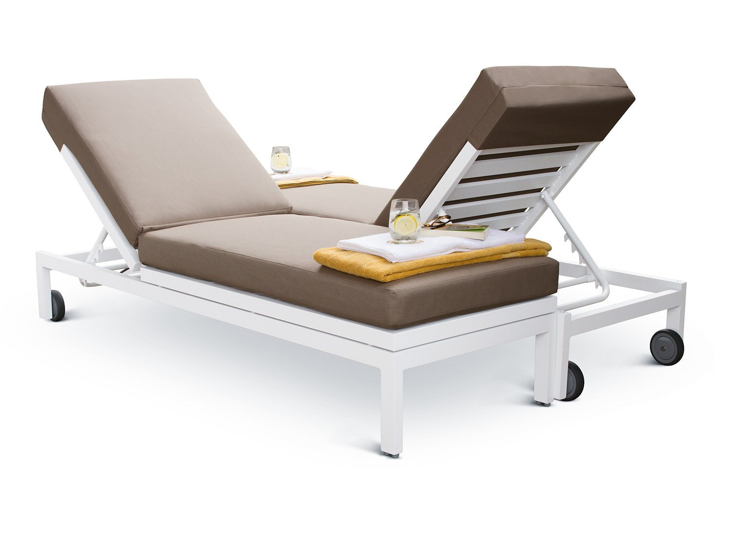 Alexander Francis Garden Furniture Minimo Sunbrella Fabric Contemporary Double Sun Lounger