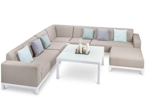Alexander Francis Garden Furniture Minimo Sunbrella Fabric Garden Corner Sofa - White Metal Frame
