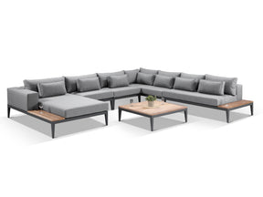 Alexander Francis Garden Furniture Moderno Sunbrella Grey Fabric Outdoor Corner Sofa Set
