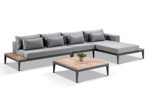 Alexander Francis Garden Furniture Moderno Sunbrella Grey Fabric Outdoor L Sofa Set