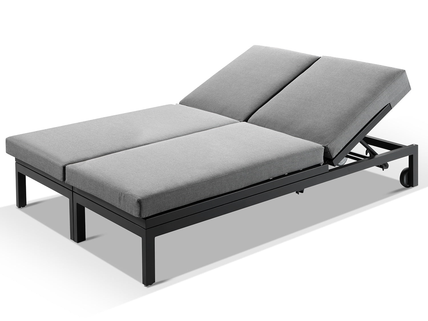 Alexander Francis Garden Furniture Moderno Sunbrella Grey Fabric Outdoor Sun Lounger Set