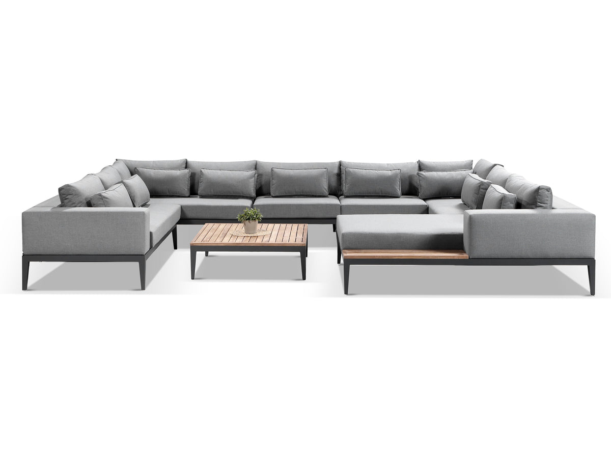 Alexander Francis Garden Furniture Moderno Sunbrella Grey Fabric Outdoor U Sofa Set