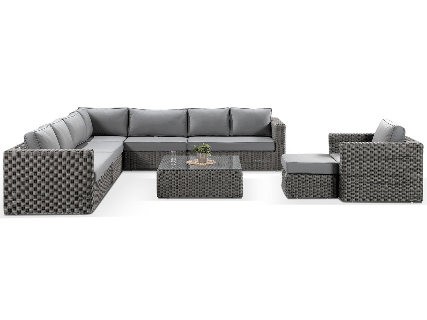 Alexander Francis Garden Furniture Tosca Grey Large Rattan Modular Corner Sofa and Armchair Set