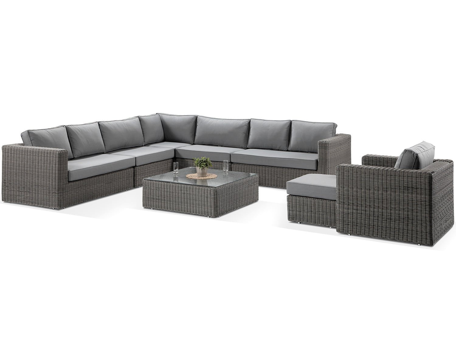 Alexander Francis Garden Furniture Tosca Grey Large Rattan Modular Corner Sofa and Armchair Set