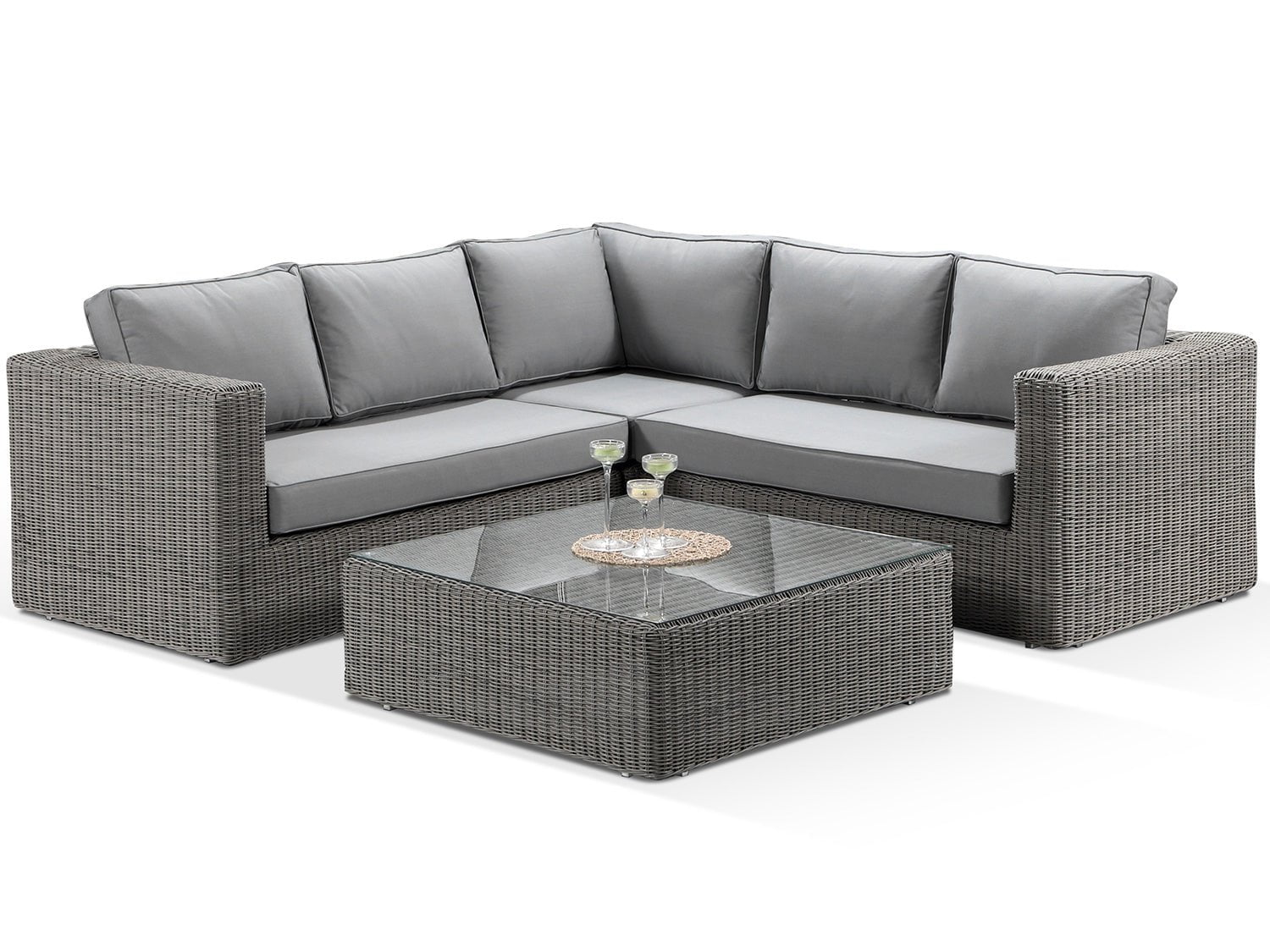 Alexander Francis Garden Furniture Tosca Grey Modular Corner Sofa Set with Grey Cushions