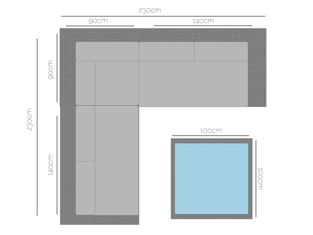 Alexander Francis Garden Furniture Tosca Grey Modular Corner Sofa Set with Grey Cushions