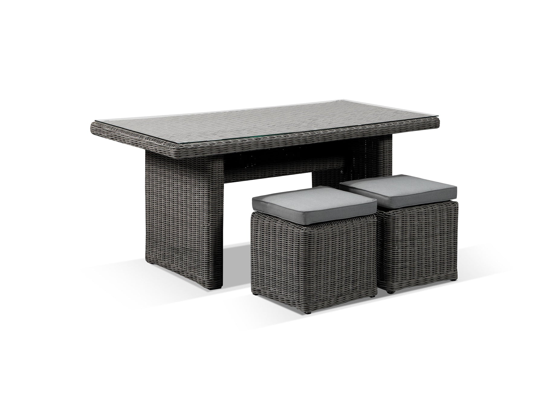 Alexander Francis Garden Furniture Tosca Grey Rattan Dining Table and Stool Set