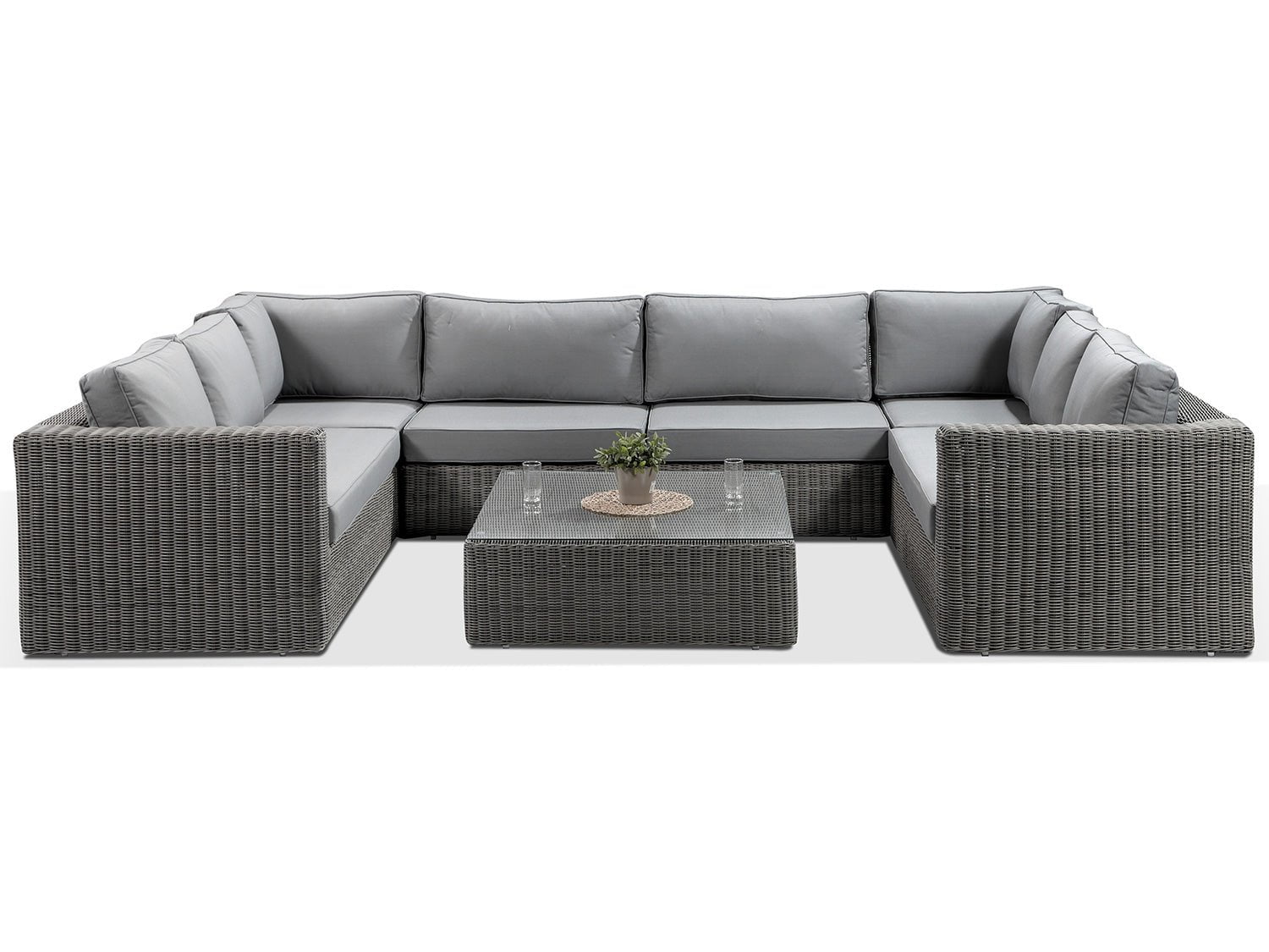 Alexander Francis Garden Furniture Tosca Grey U Shaped Rattan Large Sofa with Grey Cushions