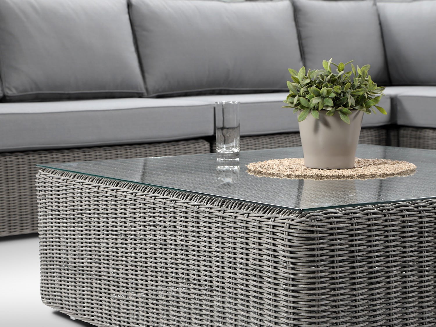 Alexander Francis Garden Furniture Tosca Grey U Shaped Rattan Large Sofa with Grey Cushions