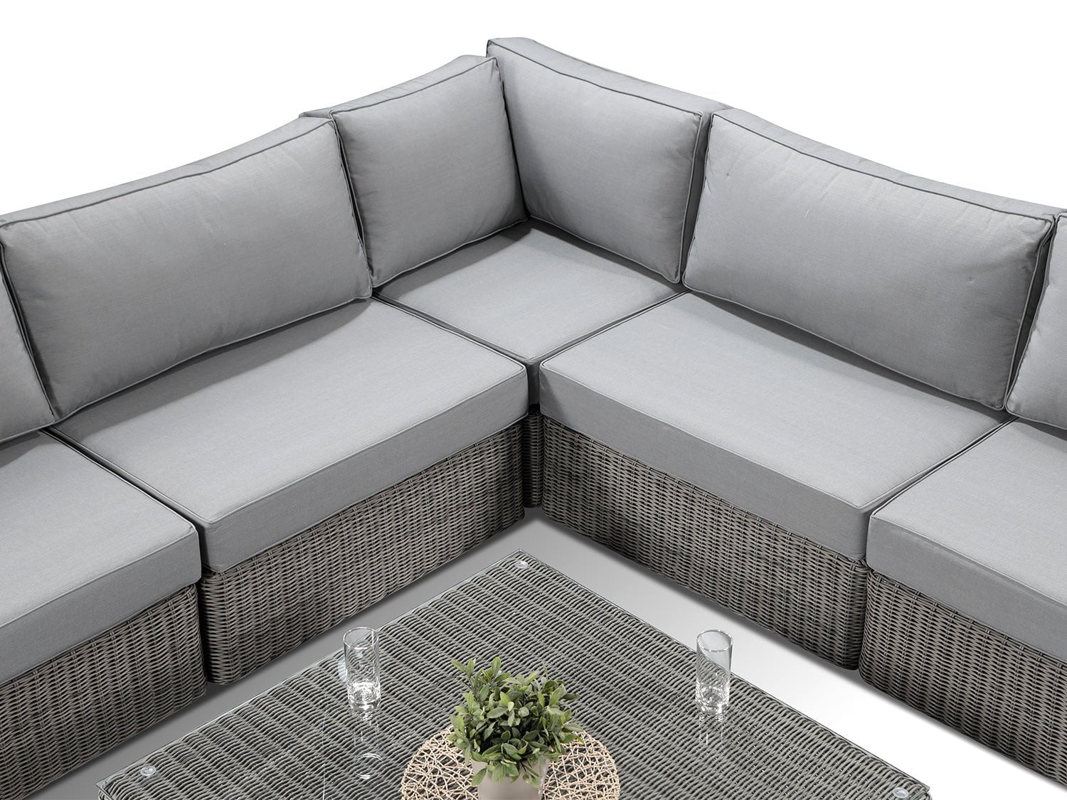 Alexander Francis Garden Furniture Tosca Grey U Shaped Rattan Large Sofa with Grey Cushions