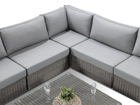 Alexander Francis Garden Furniture Tosca Large Grey Rattan Modular Corner Sofa Grey Cushions