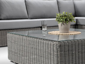 Alexander Francis Garden Furniture Tosca Large Grey Rattan Modular Corner Sofa Grey Cushions