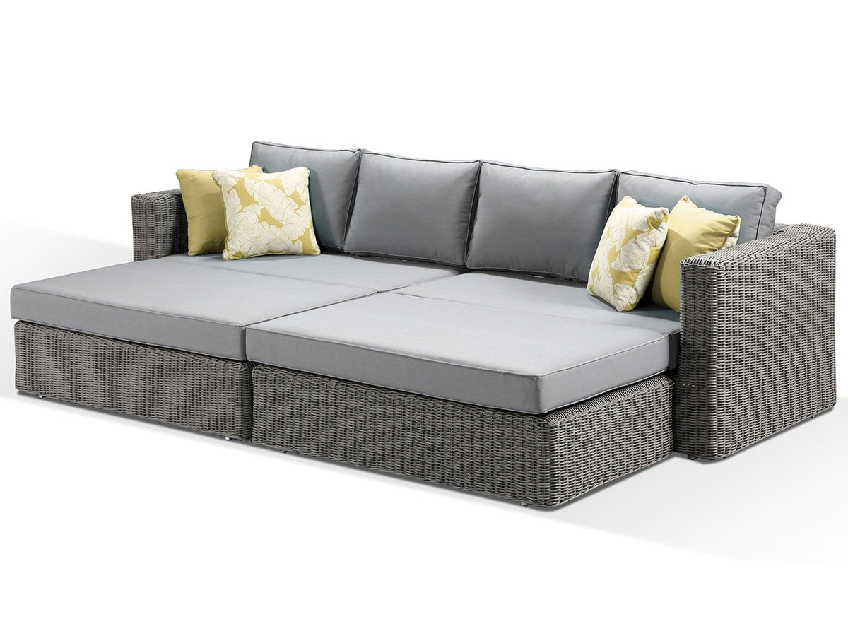 Alexander Francis Garden Furniture Tosca Large Grey Rattan Modular Daybed Grey Cushions