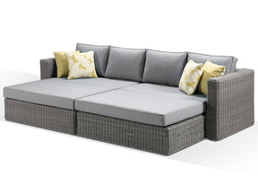 Alexander Francis Garden Furniture Tosca Large Grey Rattan Modular Daybed Grey Cushions