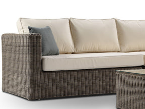 Alexander Francis Garden Furniture Tosca Natural Brown Large U Shaped Rattan Sofa with Cream Cushions