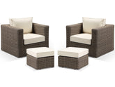 Alexander Francis Garden Furniture Tosca Natural Brown Rattan Bistro Set Cream Cushions