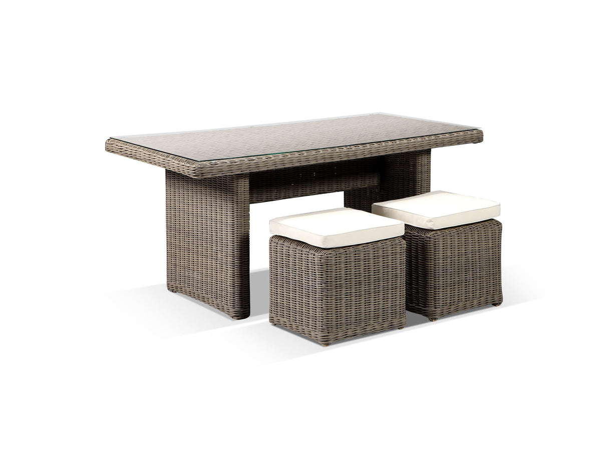 Alexander Francis Garden Furniture Tosca Natural Rattan Low Dining Table and Stool Set