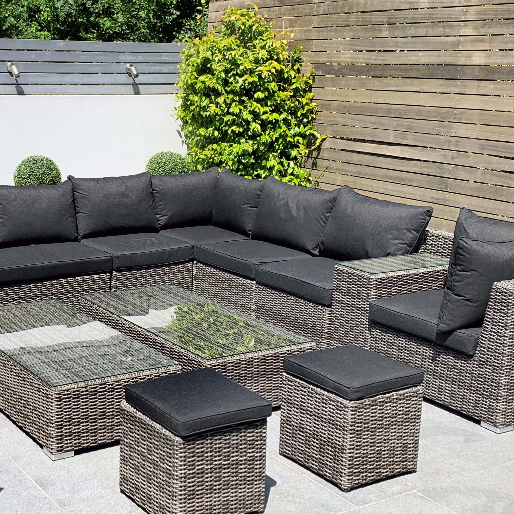 Grey Rattan Patio Furniture Set With Tables | Alexander Francis