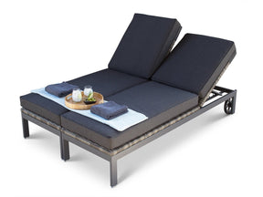 Alexander Francis Garden Furniture Verona Grey Rattan Double Sun Lounger Set