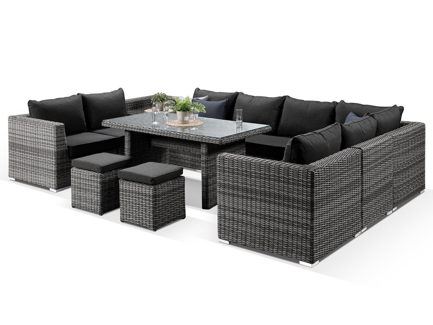 Alexander Francis Garden Furniture Verona Large Grey Rattan Outdoor Sofa Dining Set