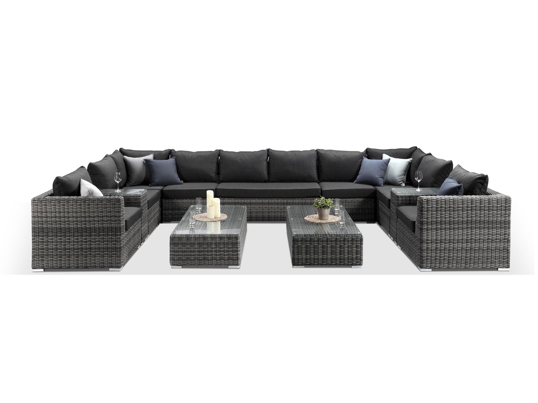 Alexander Francis Garden Furniture Verona Large Grey U Shaped Sofa Set
